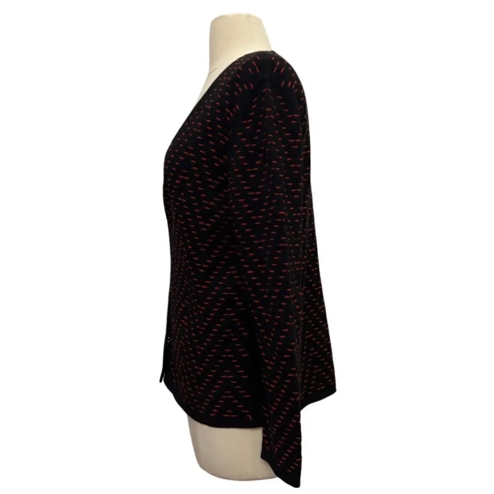 Lux Les Copains 2 Piece Textured Red Black Wool Cardigan and Sleeveless Blouse